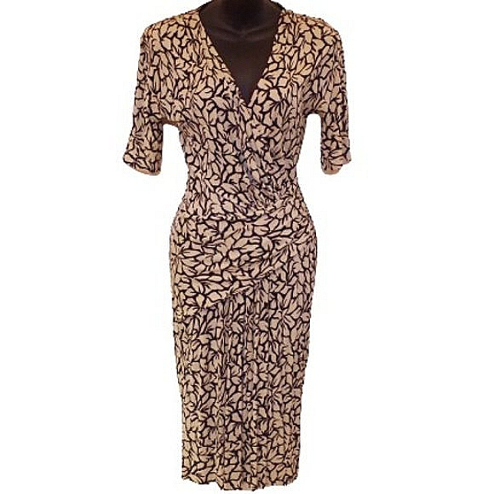Etro Italian Designer Botanical Print 2 Tone Stretch Dress- Sz. 40 IT (Sm)